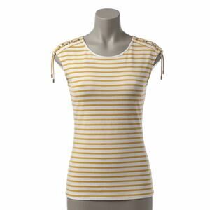 Calvin Klein Sleeveless Blouse Large Yellow White Striped Chain Grommet Top